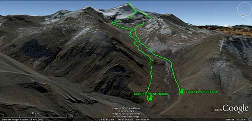 Jitan Zhoma NW face - Route overview