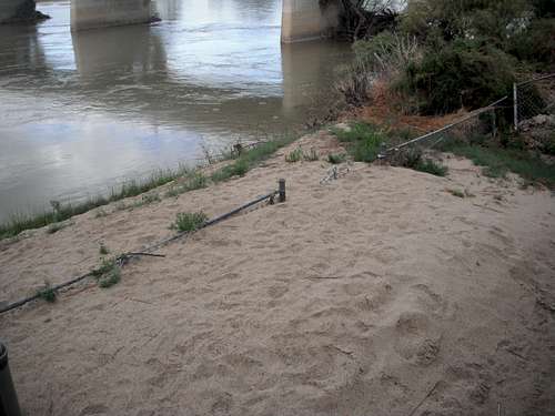 Sand left behind by rising Green River, Utah
