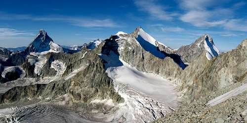 Matterhorn, Obergabelhorn and Dent Blanche.