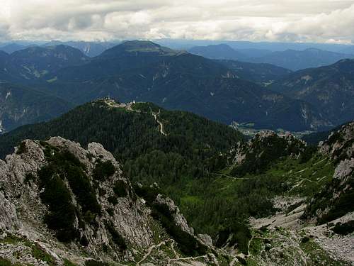 Monte Lussari with Monte Cooco in background