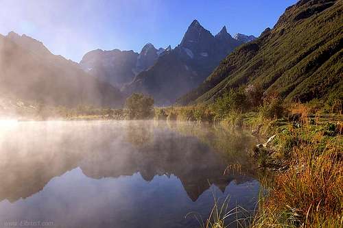 Fogy lake in Western Caucasus
