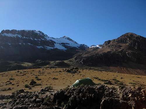 Camping high in Quebrada Huanta Occo, below Nevado Huarancante