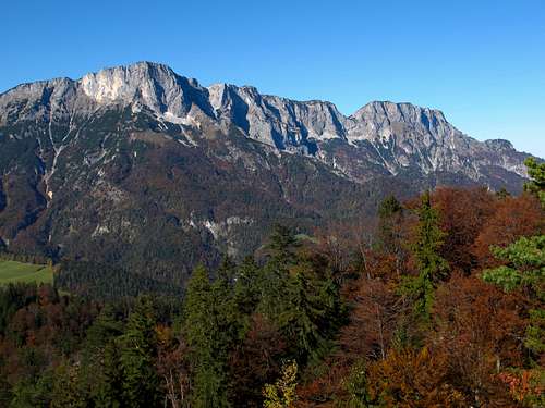 The Untersberg seen from the Kneifelspitze in autumn