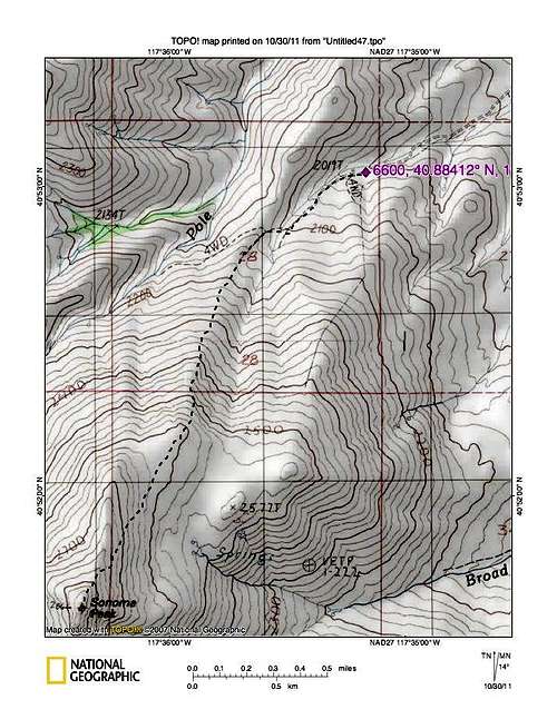 Sonoma Peak (NV) route map