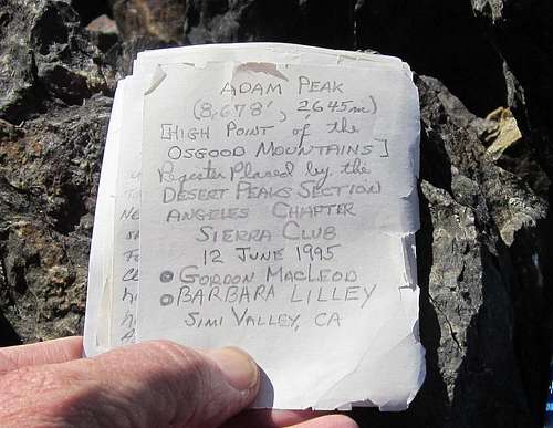 Adam Peak (NV) register
