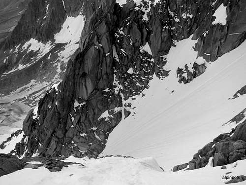 Looking down first couloir on the Mallory