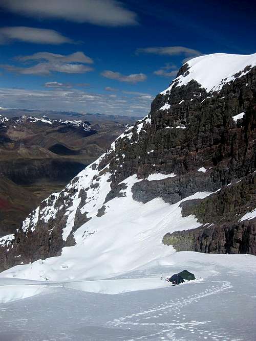 Looking down on Ausangate high camp