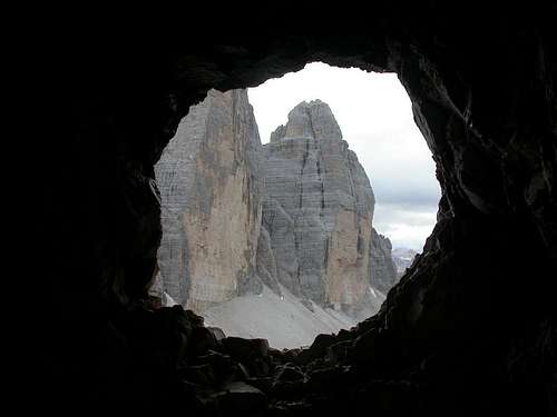 Tre Cime Lavaredo from the WWI trench of Monte Paterno