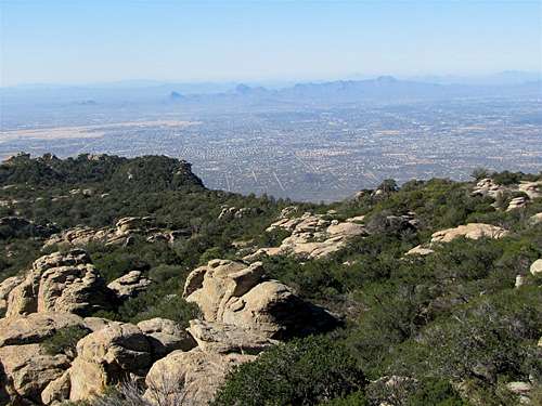 The city of Tucson from the summit of Tanque Verde Peak