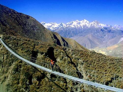 Annapurna trail - An hanging bridge on Kali Gandaki river