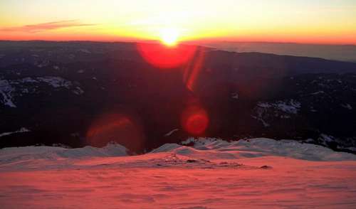 Alpenglow on our way Down