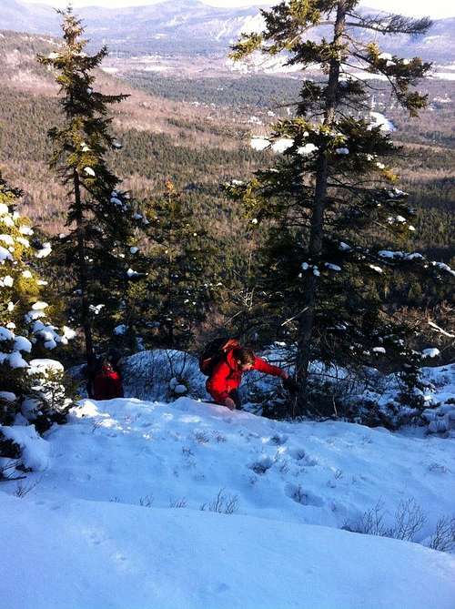 A nice bushwhack up to Moat Mt NH with some modified ice climbing and chute scrambling.