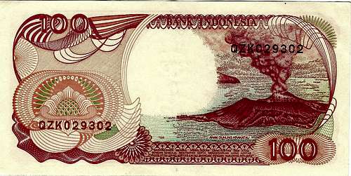 Anak Krakatau on 100 Rupiah banknote (Indonesia)