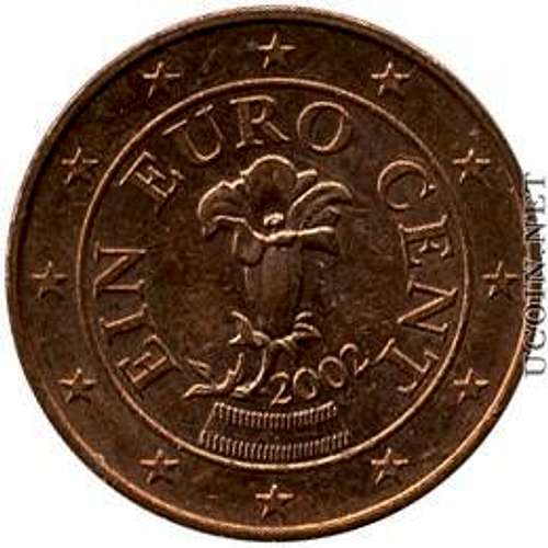 Gentian on 1 Euro-cent from Austria