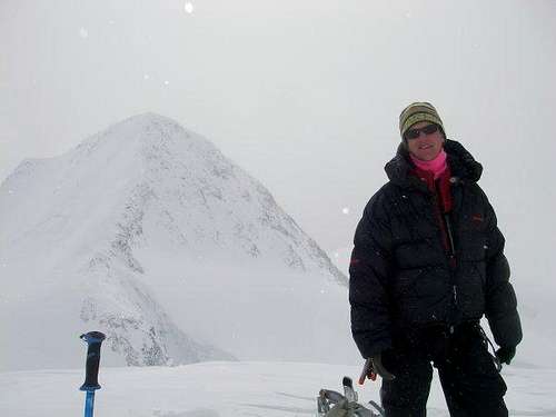 Ski touring in Canada. Cauldron mountain in the background