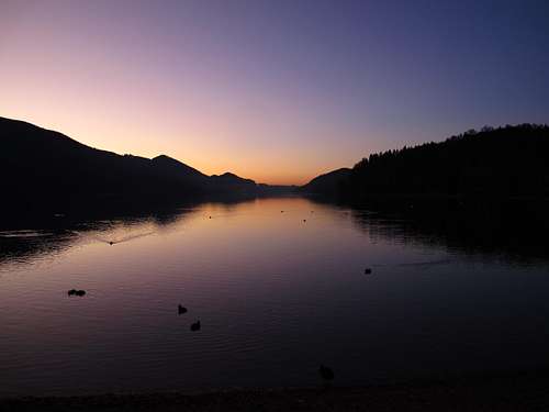The Fuschlsee lake in the evening