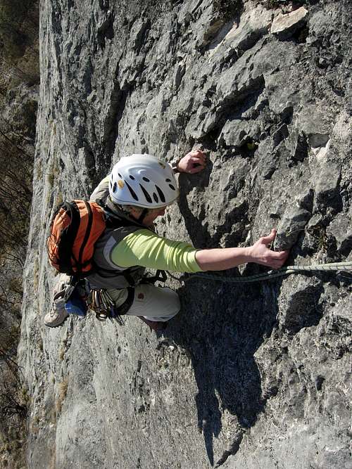 Scudo, Cima alle Coste: a steep slab on Mariposa Libre (Free Butterfly Route)