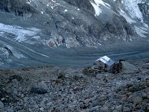 Cabane du Grand Mountet and Zinal Glacier below.