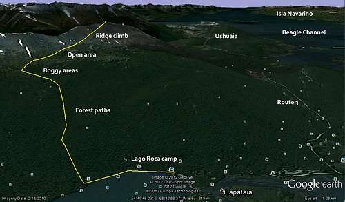 Cerro Guanaco route map