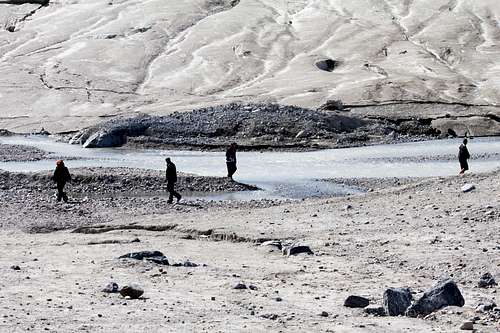 Walkers Approaching the Toe of the Glacier
