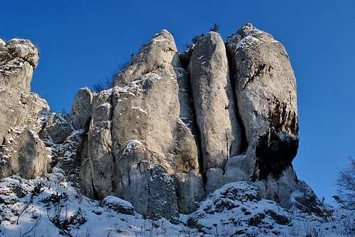 Polish climbing crag in winter