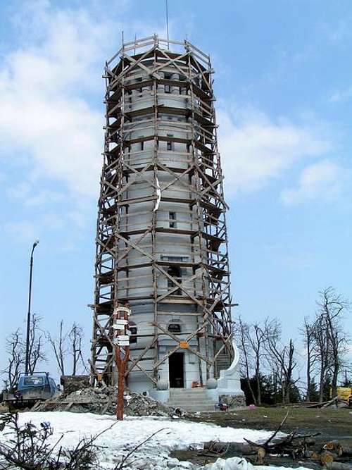 The tower being restored during 2006