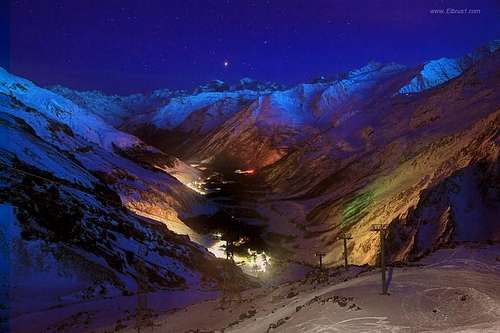 Night lights view from Elbrus slopes...