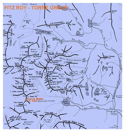 Cerro Nato Map (Fitz Roy - Cerro Torre Group)