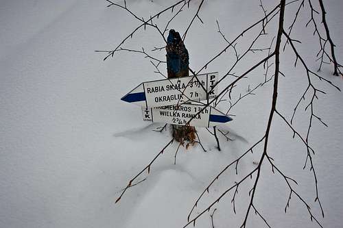 Trail signpost nearby Czertez summit