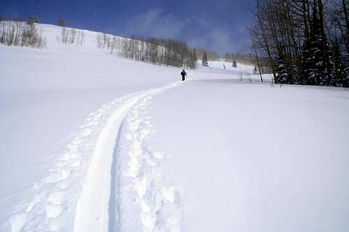 Dan skinning up Willow Fork