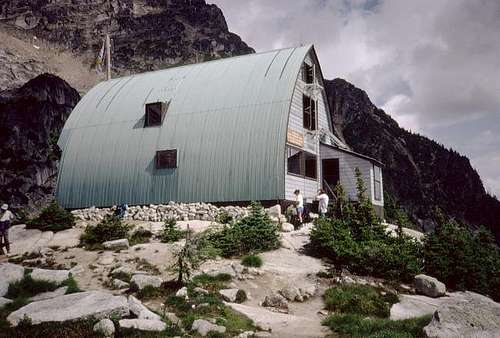 The Conrad Kain Hut holds you...