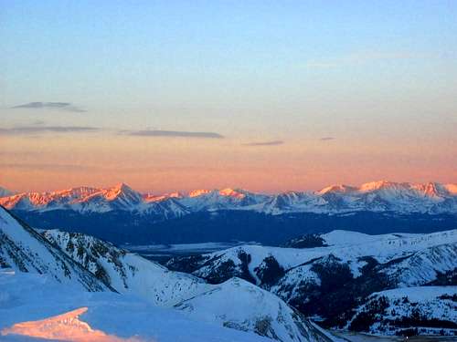 Mt Elbert and Mt Massive basking in the light of dawn 