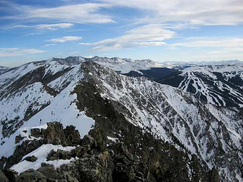 View back at the Peak 4 – Peak 2 Ridge and the rest of the Tenmile Range