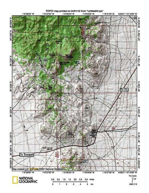 Area map of Rawhide Mountain (NV)