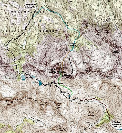 Mount Sneffels Route Map