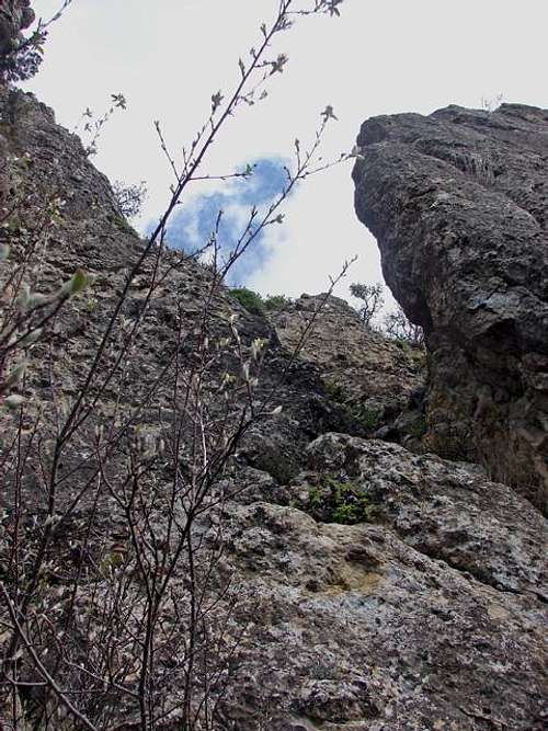Rock-climbing to summit