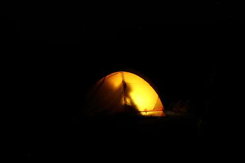 Solitary camping after climbing