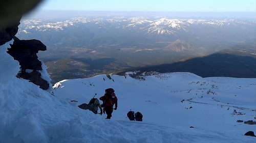 Climbers on Casaval Ridge, Mt Shasta