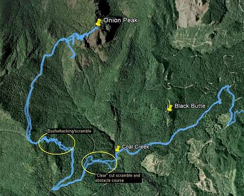 Onion Peak route, GPS tracks