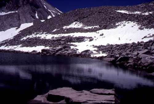 Descending a snowfield into...