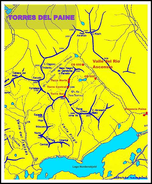 Torres del Paine map