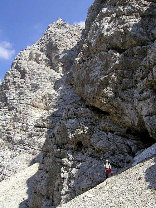 Hiking on the screes below...