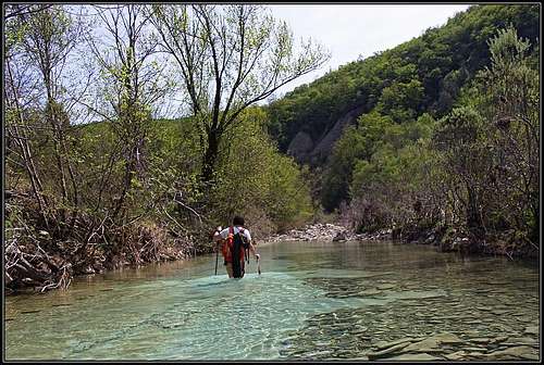 Wading Dragonja river
