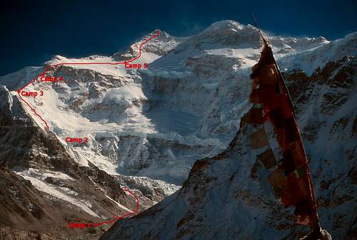 Kangchenjunga North face first ascent route
