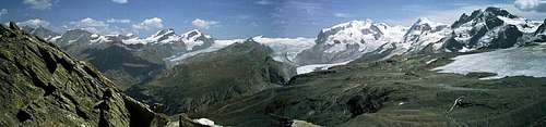 Alphubel - Rimpfischhorn - Strahlhorn - Monte Rosa - Lyskamm - Breithorn