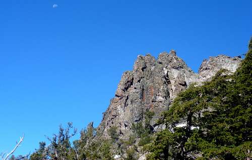Rock spire below Peak 9773 on a pleasant day in early June
