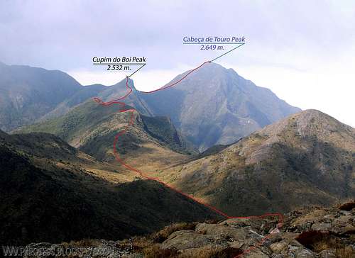 Route to Cabeça de Touro Peak