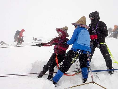 Cinco de Mayo crevasse rescue practice at Mount Rainier