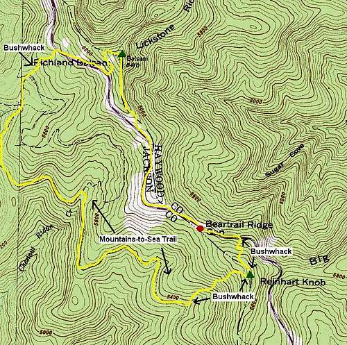Reinhart Knob - Richland Balsam Route Map