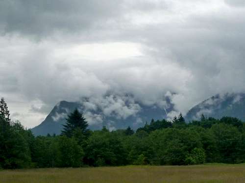 Jumbo Mountain covered in Clouds